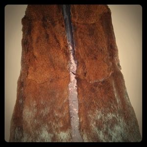 Women's brown fox fur long vest